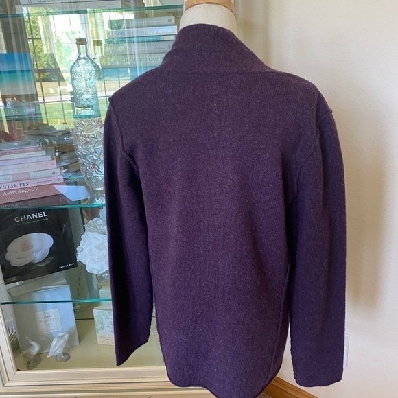 Elieen Fisher Purple/Plum 100% Wool Sweater Blazer Size PM - Picture 3 of 5